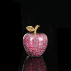 Crystal Apple Ornament with Golden Leaf – Decorative Figurine