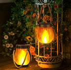 Compact solar flame-effect lantern