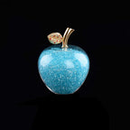 Crystal Apple Ornament with Golden Leaf – Decorative Figurine