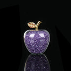 Crystal Apple Ornament with Golden Leaf – Decorative Figurine