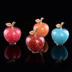 Crystal Apple Ornament with Golden Leaf – Decorative Figurine