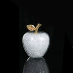 Crystal Apple Ornament with Golden Leaf – Decorative Figurine