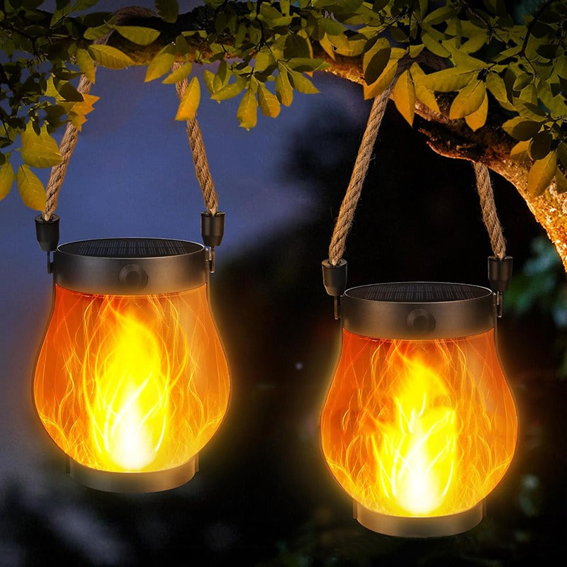 Compact Solar Flame-Effect Lantern – Warm Ambient Glow