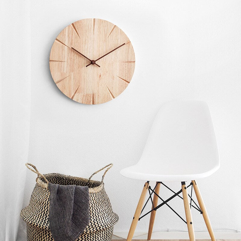 Scandinavian solid wood silent wall clock