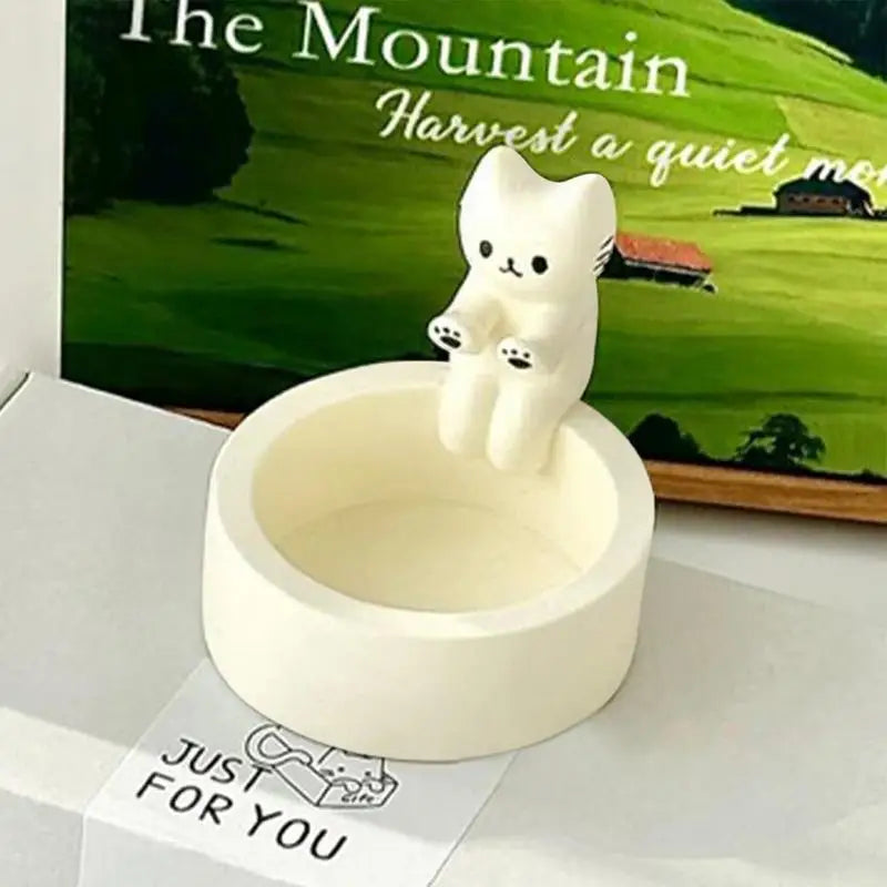 Whimsical Cat Tealight Candle Holder – Hand-Painted Figurine