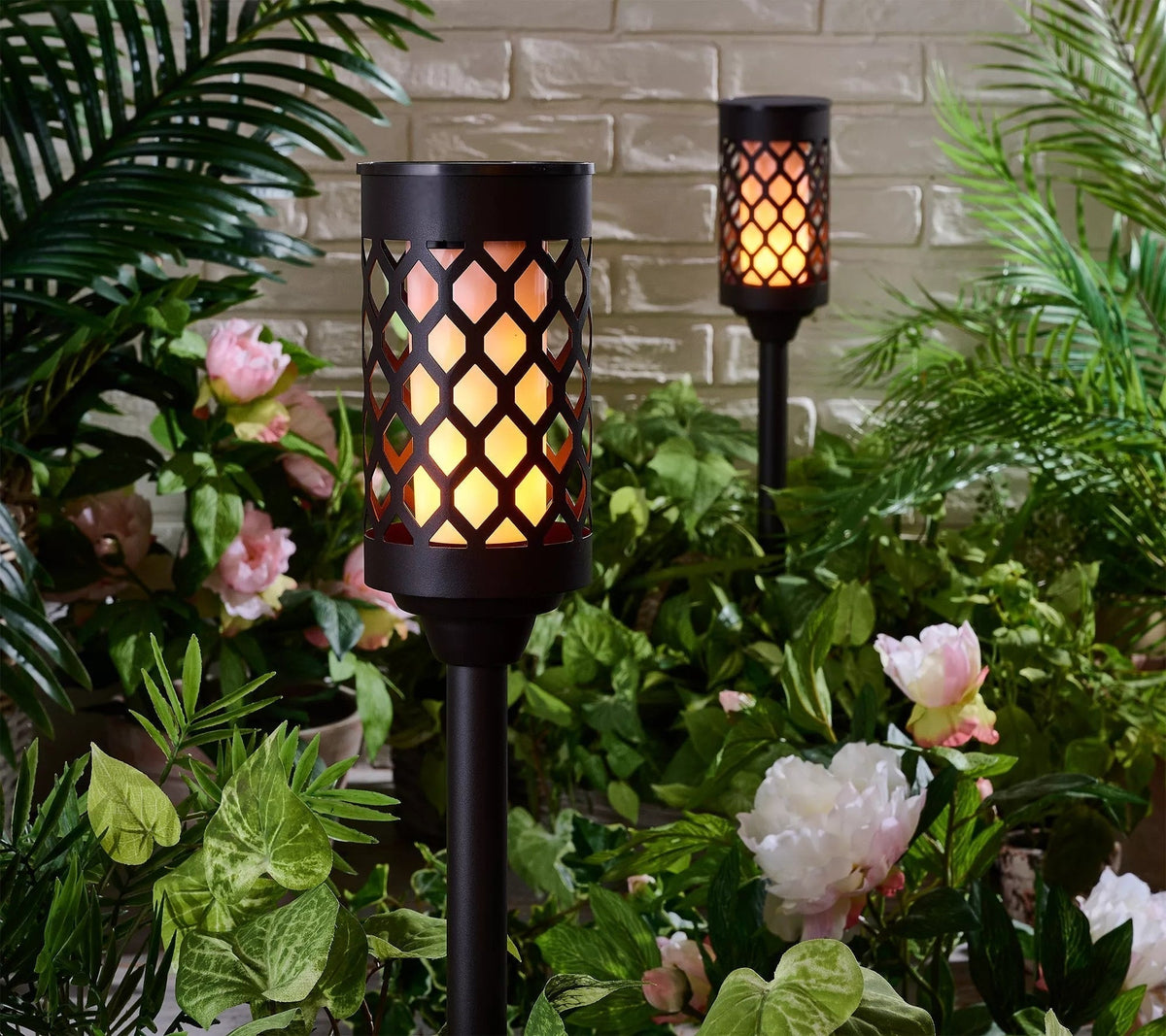 Solar Flickering Flame Garden Torch Lights – Set of 2
