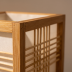 Japandi Woven Bamboo Table Lamp – Handmade Bedside Light