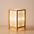 Japandi Woven Bamboo Table Lamp – Handmade Bedside Light