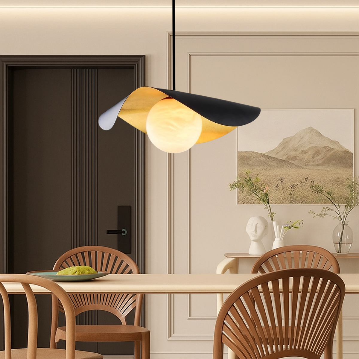 Marble Globe Pendant Light – Black or White