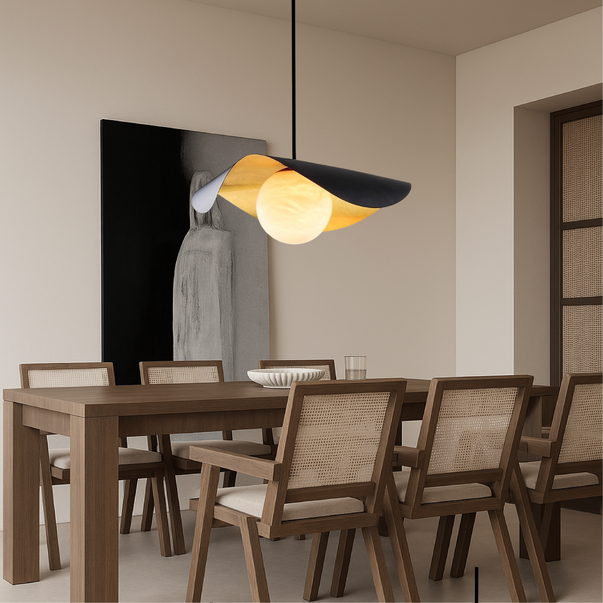 Marble globe pendant light