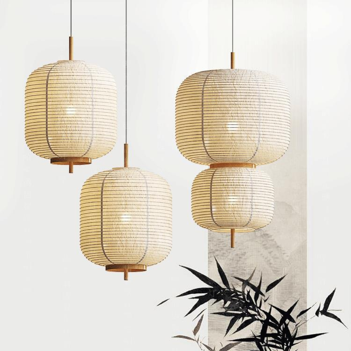 Japanese rice paper pendant light