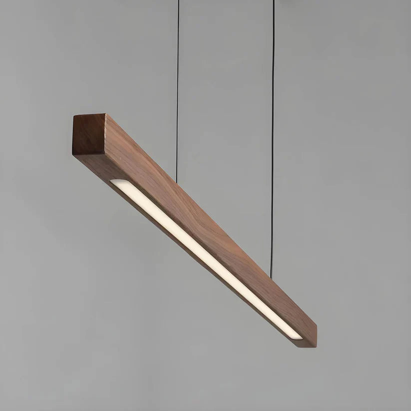 Linear Wood LED Pendant Light – Pine or Walnut, Dimmable