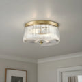 Round Ribbed Glass Flush Mount Ceiling Light – Gold Finish