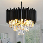 Black metal crystal ceiling light