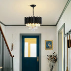 Black Metal Crystal Ceiling Light with Chain