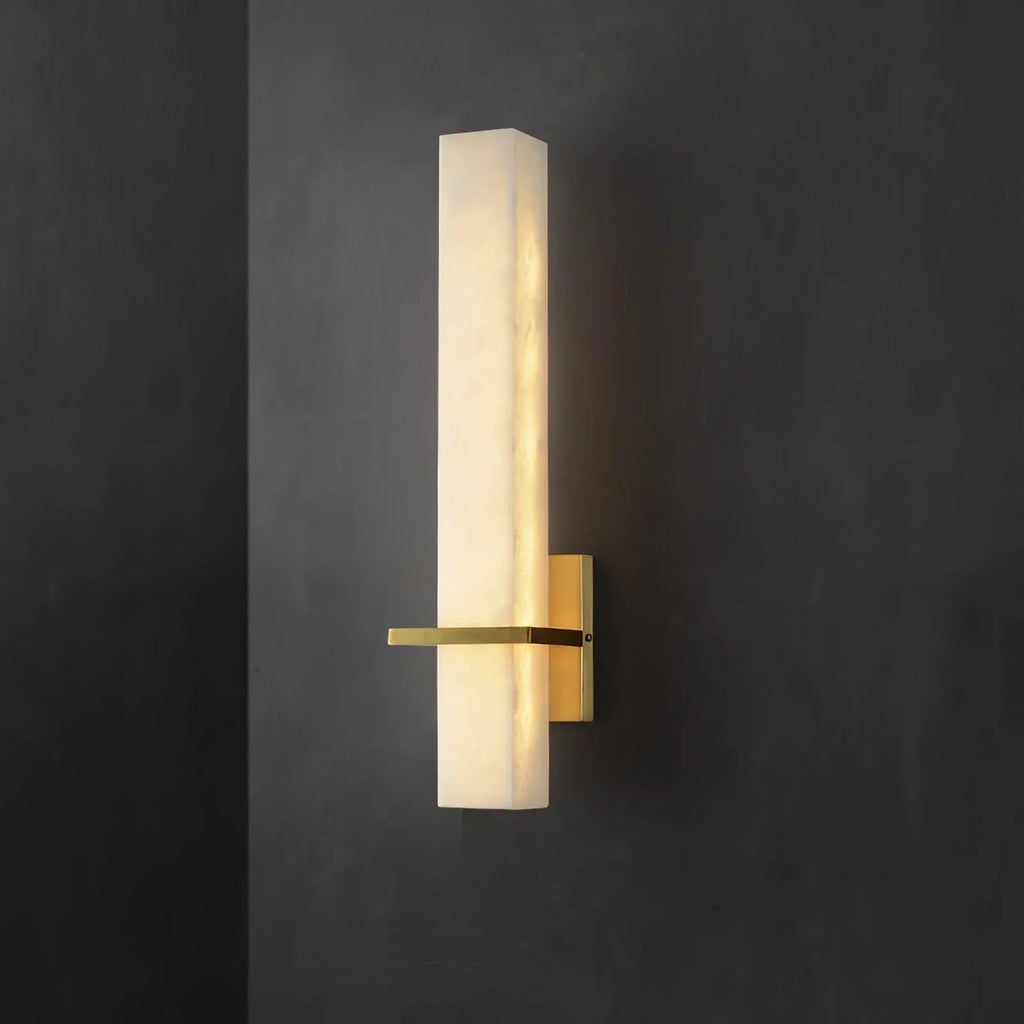 Alabaster & Brass LED Wall Sconce – 18.9"