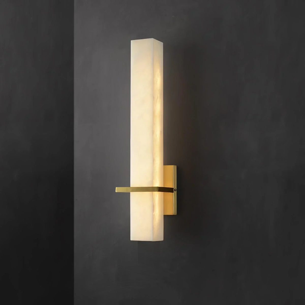 Alabaster & Brass LED Wall Sconce – 18.9"