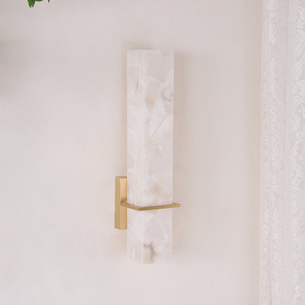 Alabaster & Brass LED Wall Sconce – 18.9"