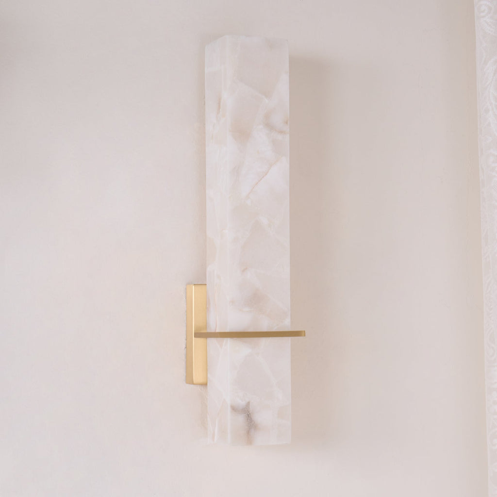 Alabaster & Brass LED Wall Sconce – 18.9"