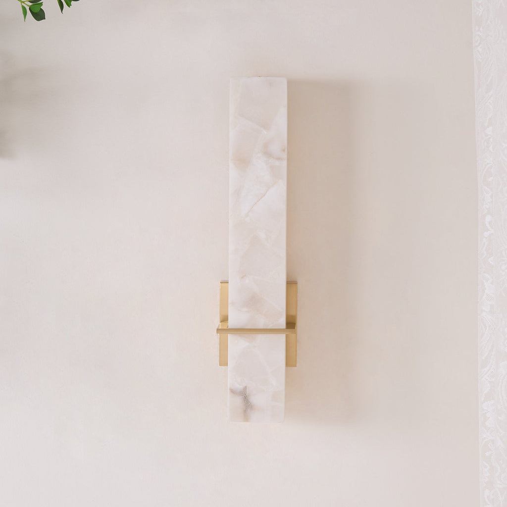 Alabaster & Brass LED Wall Sconce – 18.9"