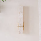 Alabaster & Brass LED Wall Sconce – 18.9"