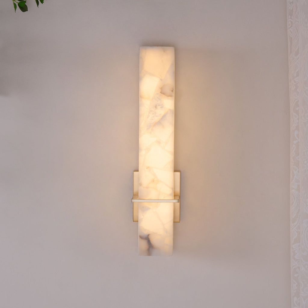 Alabaster & Brass LED Wall Sconce – 18.9"