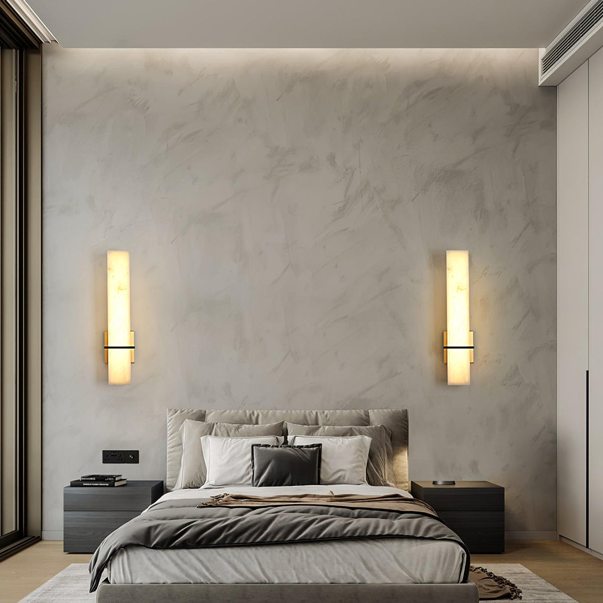 Alabaster & Brass LED Wall Sconce – 18.9"