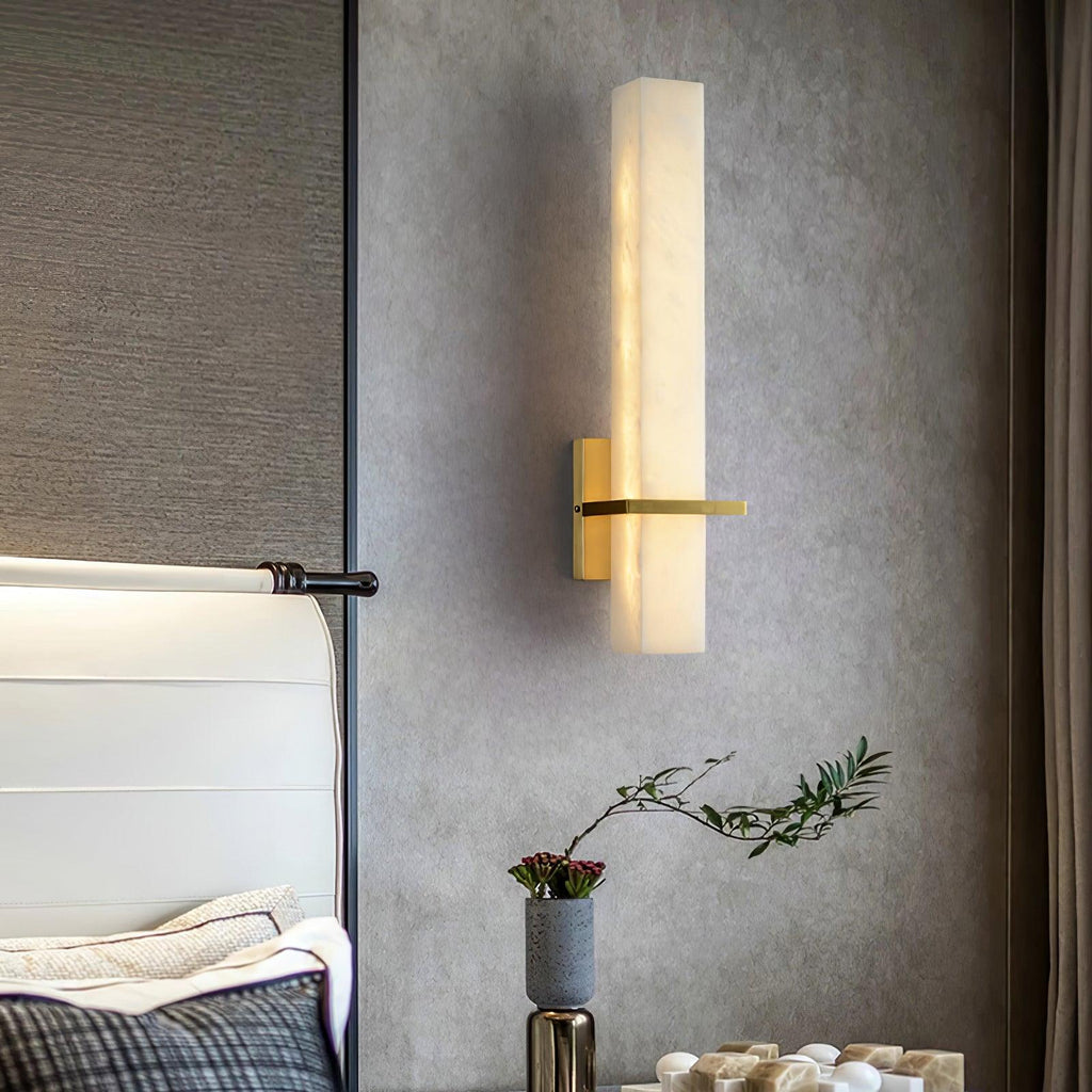 Alabaster & Brass LED Wall Sconce – 18.9"