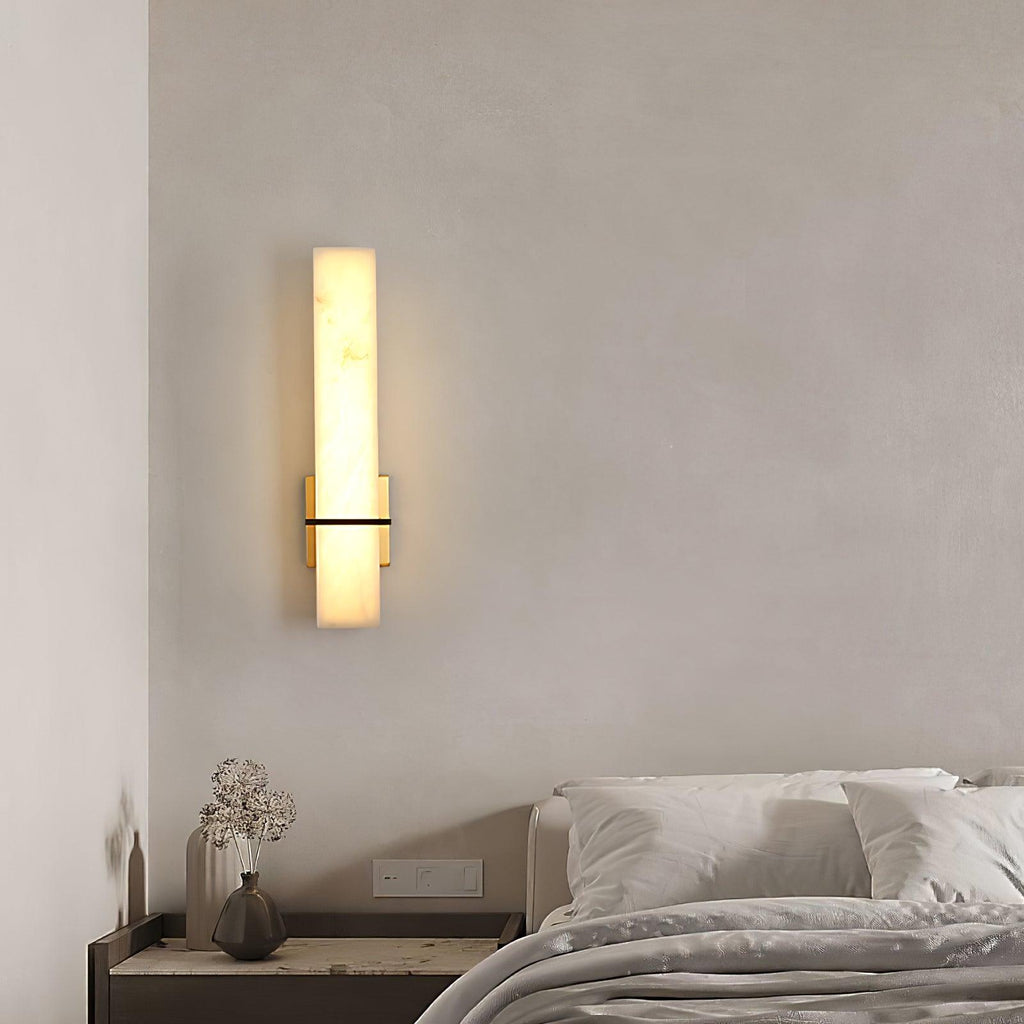 Alabaster & Brass LED Wall Sconce – 18.9"