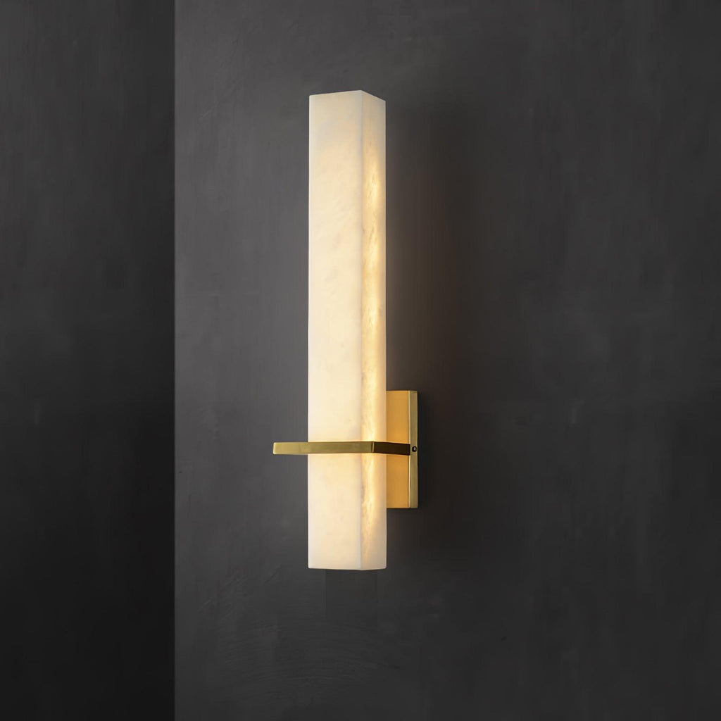 Alabaster & Brass LED Wall Sconce – 18.9"
