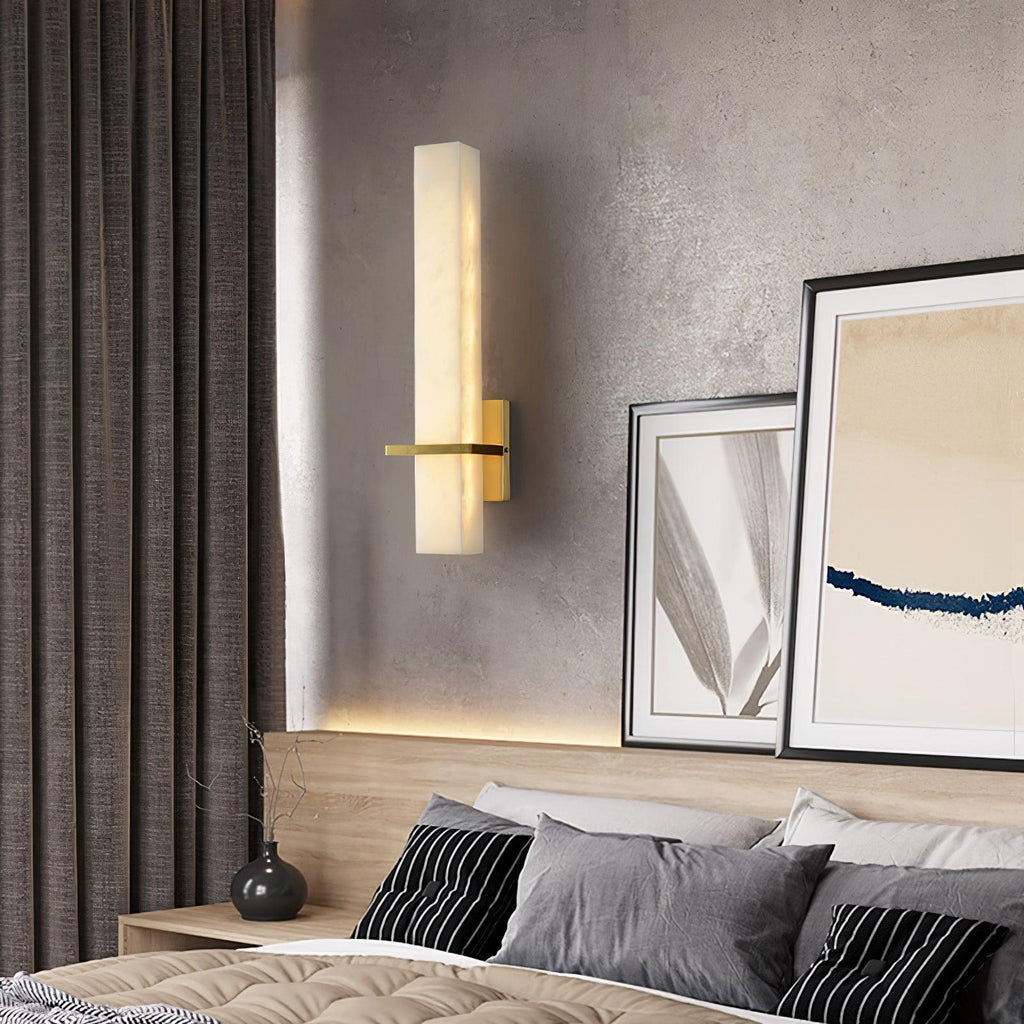 Alabaster & Brass LED Wall Sconce – 18.9"