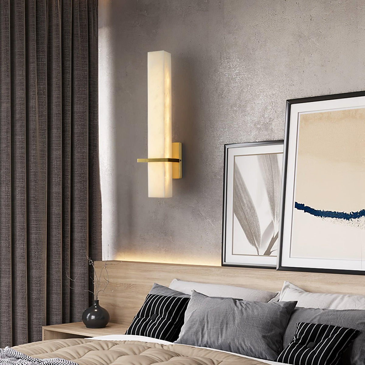 Alabaster & Brass LED Wall Sconce – 18.9"