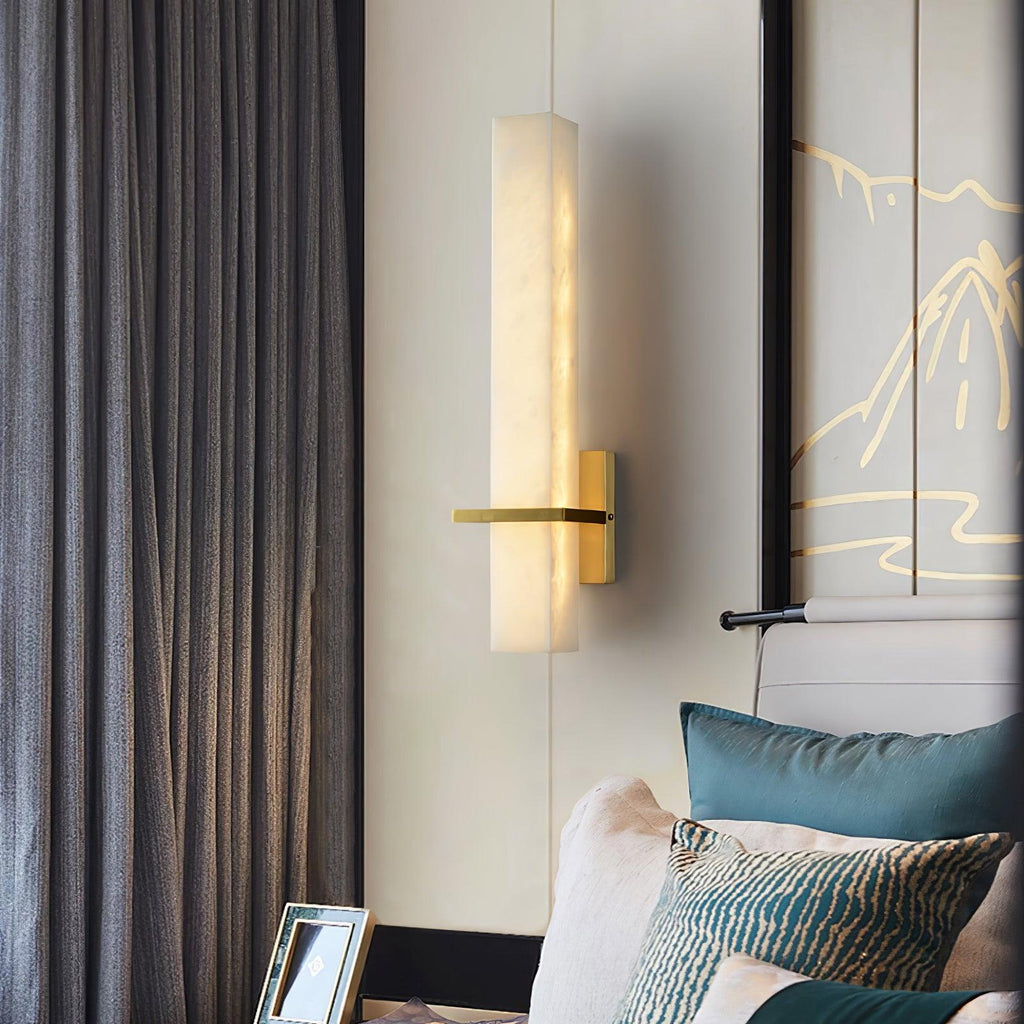Alabaster & Brass LED Wall Sconce – 18.9"