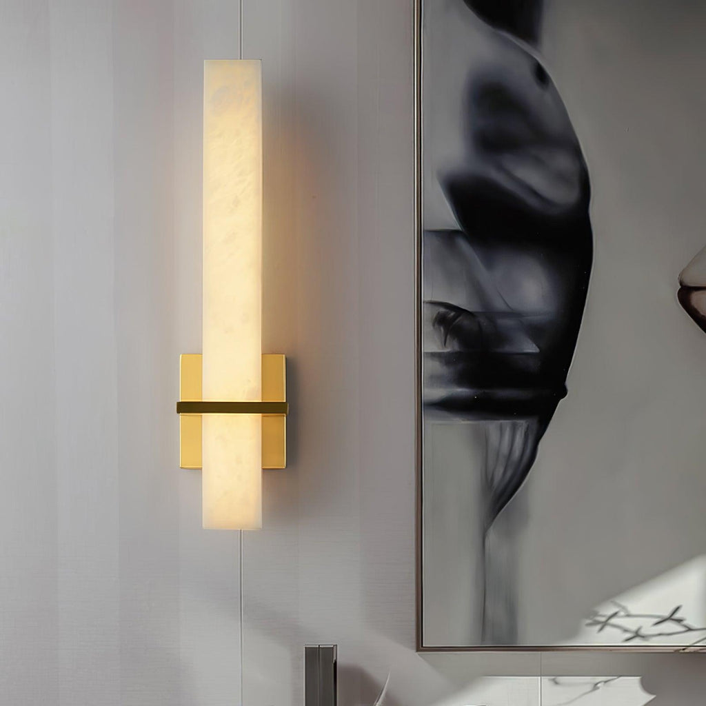 Alabaster & Brass LED Wall Sconce – 18.9"
