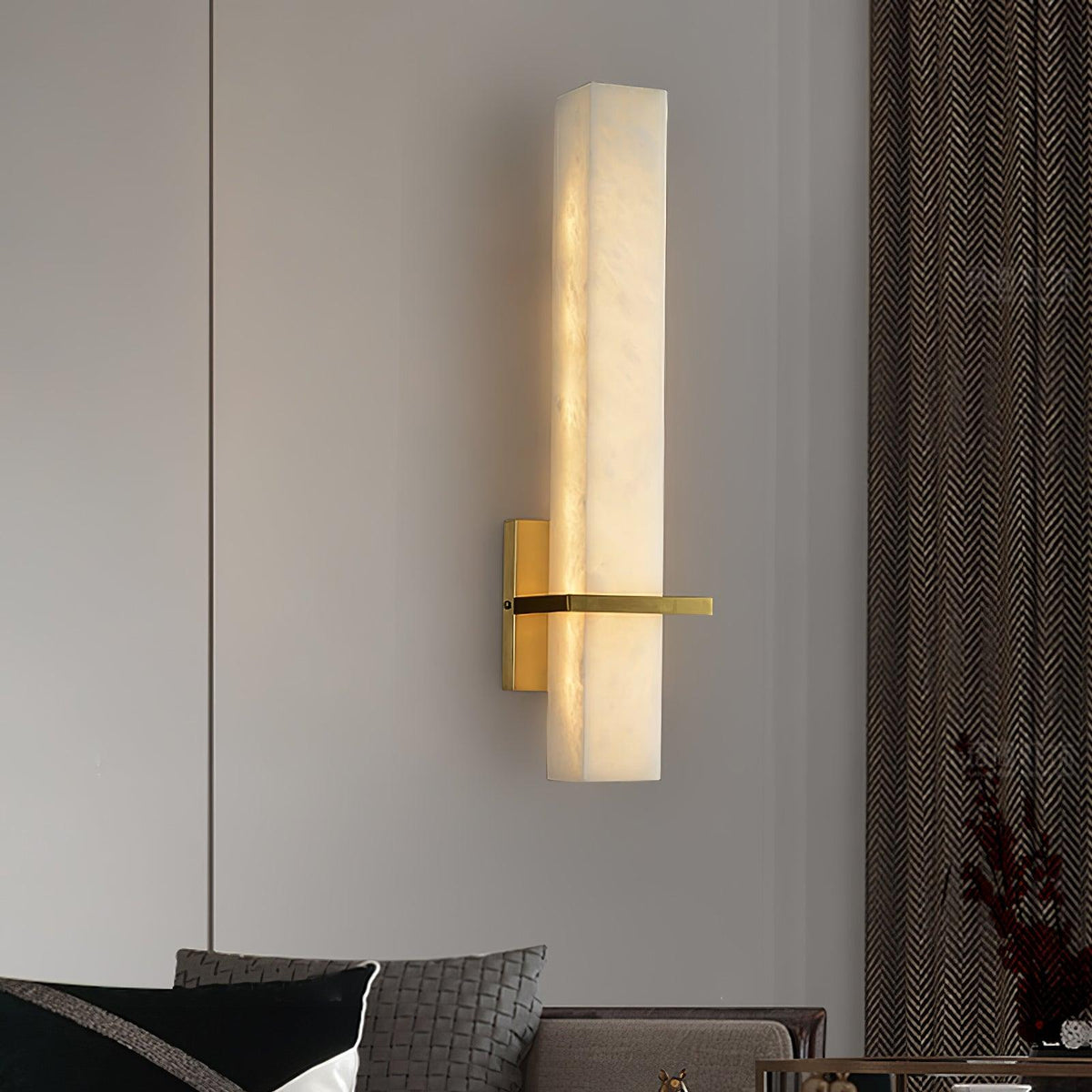 Alabaster & Brass LED Wall Sconce – 18.9"