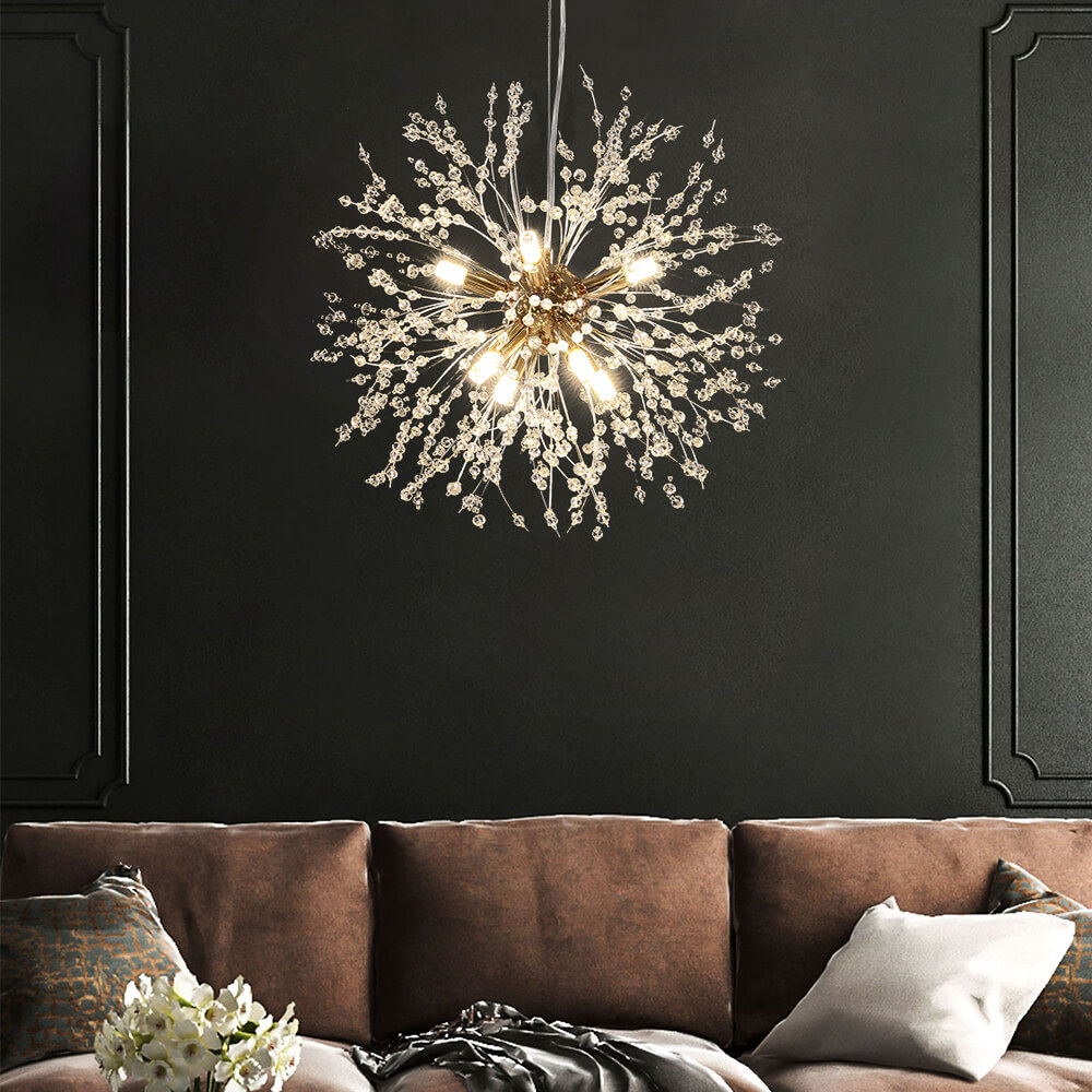 9-Light Crystal Sputnik Chandelier – Gold or Chrome