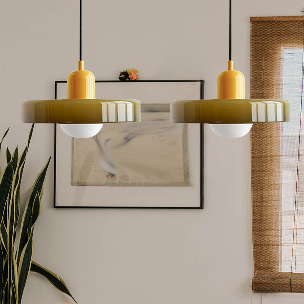 Bauhaus Double Glass Pendant Light with Adjustable Height
