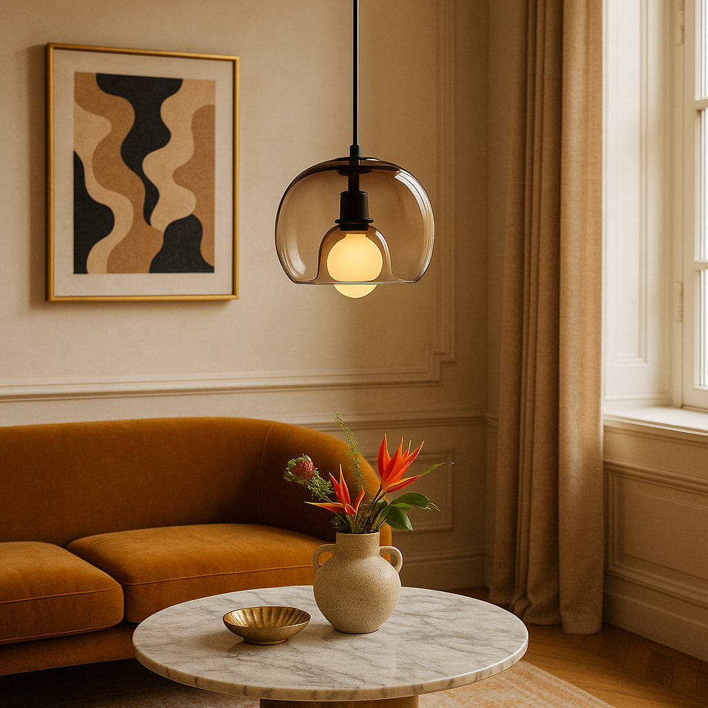 Ombre Glass Pendant Lamp – Amber, Grey or Clear