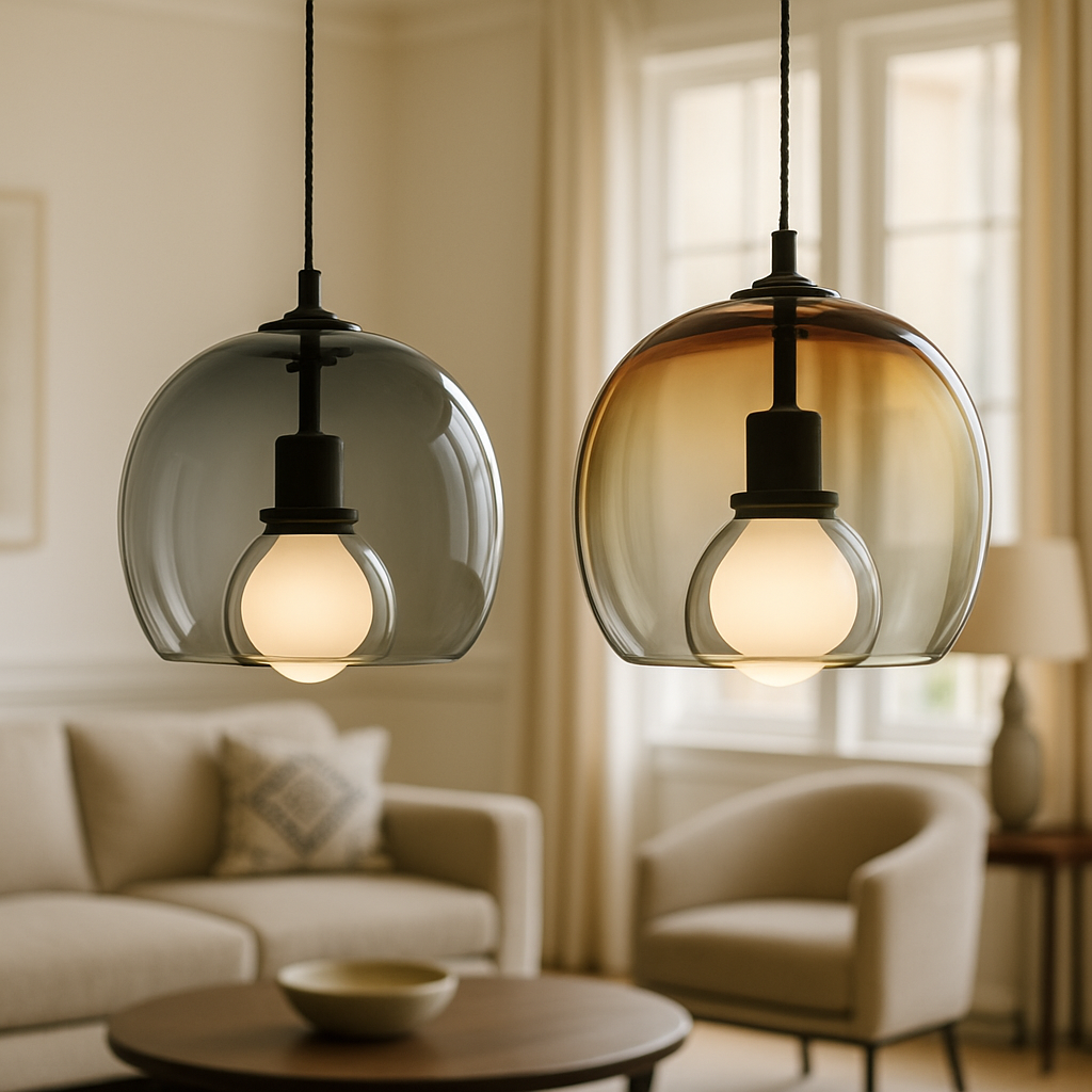 Ombre Glass Pendant Lamp – Amber, Grey or Clear