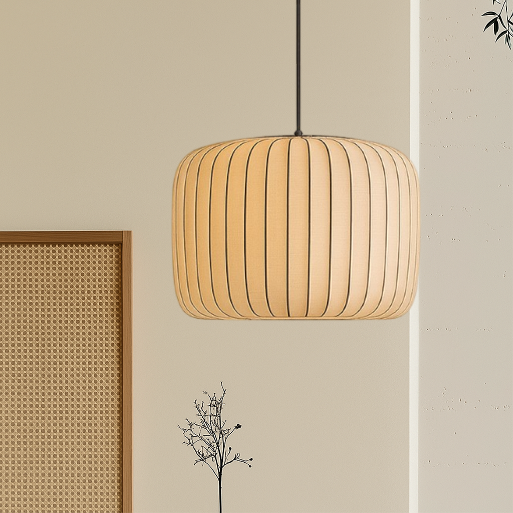Ribbed silk pendant lamp