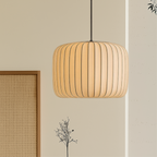 Ribbed silk pendant lamp