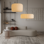 Ribbed Silk Pendant Lamp – Pleated Organic Shade