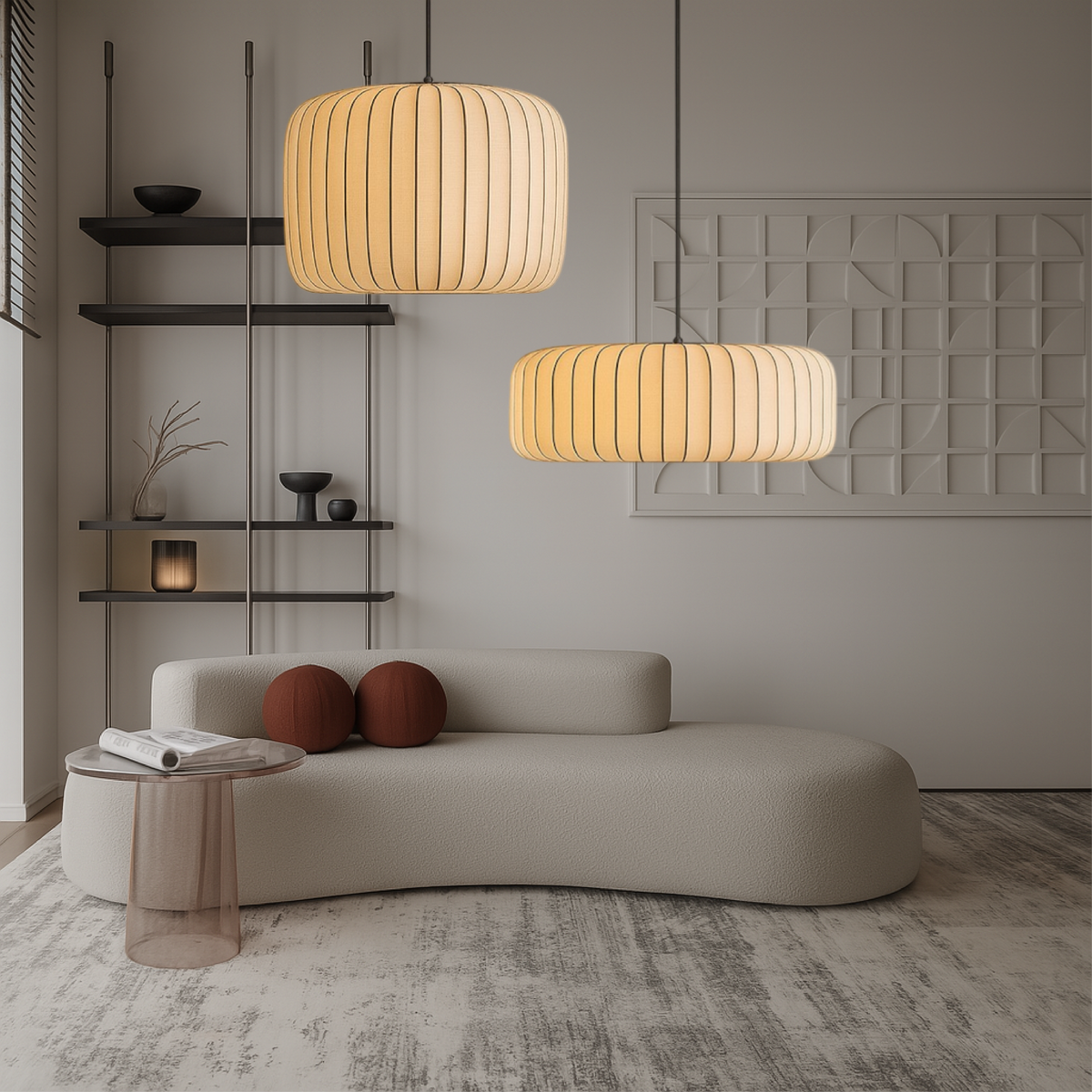 Ribbed Silk Pendant Lamp – Pleated Organic Shade
