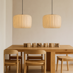Ribbed Silk Pendant Lamp – Pleated Organic Shade