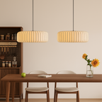 Ribbed Silk Pendant Lamp – Pleated Organic Shade