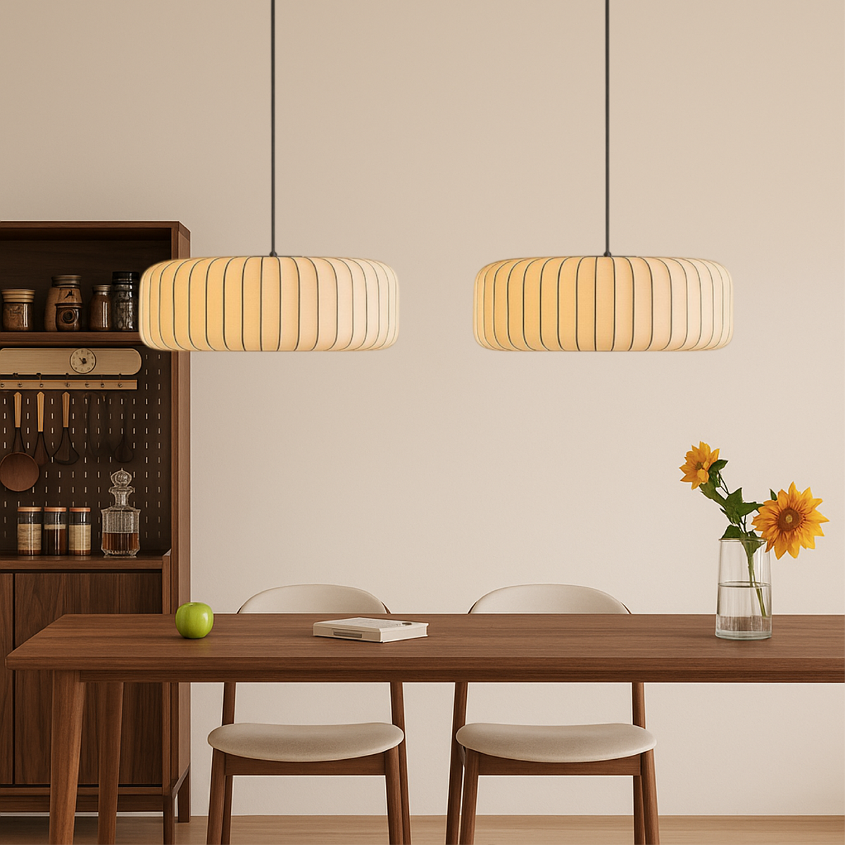 Ribbed Silk Pendant Lamp – Pleated Organic Shade