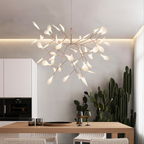 Modern Rose Gold Firefly LED Chandelier with Acrylic Globes