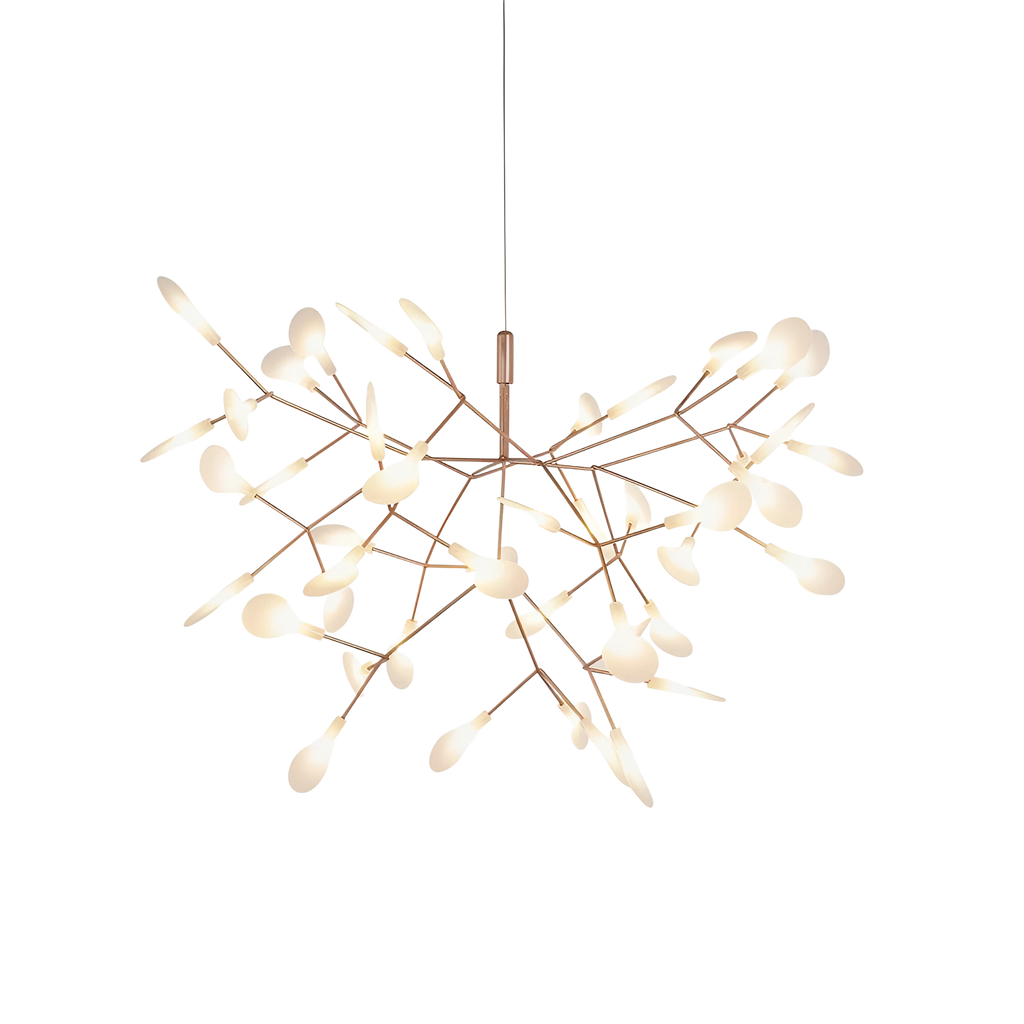 Modern Rose Gold Firefly LED Chandelier with Acrylic Globes