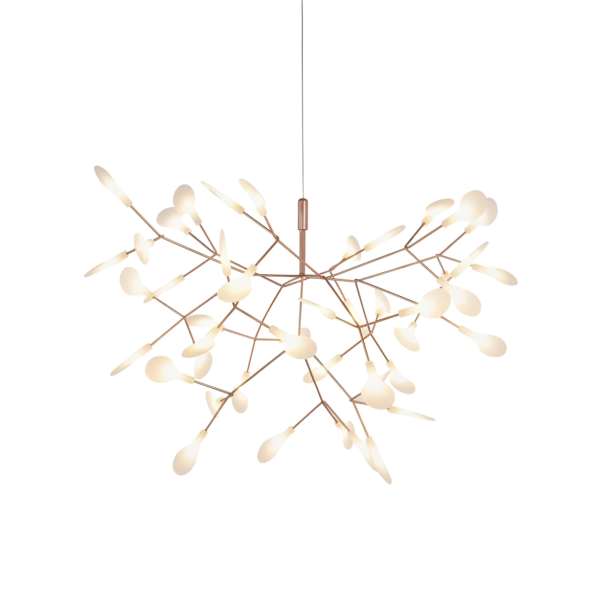 Modern Rose Gold Firefly LED Chandelier with Acrylic Globes