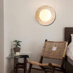 Natural Travertine Wall Sconce with Frosted Globe – LED